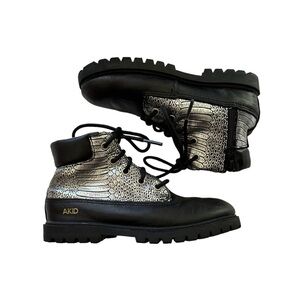 AKID Girls Lace Up Snakeskin Boots